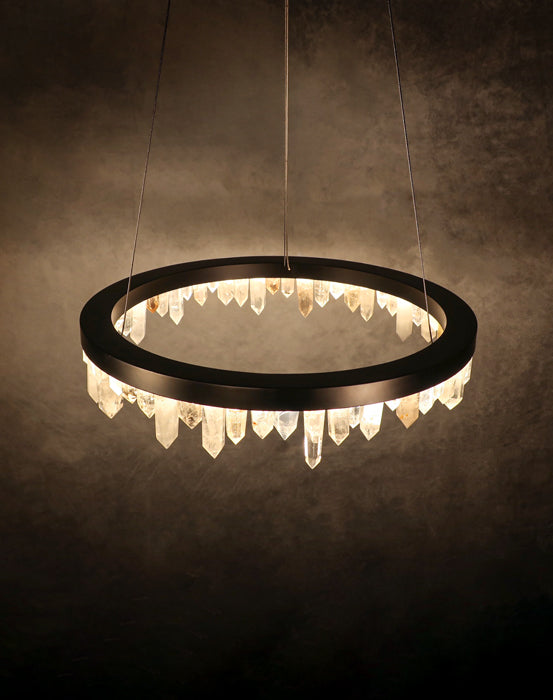 Cervine Quartz Stone Round Chandelier 36"