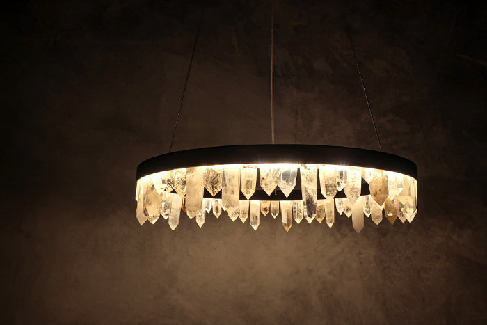 Cervine Quartz Stone Round Chandelier 36"