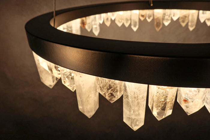 Cervine Quartz Stone Round Chandelier 36"