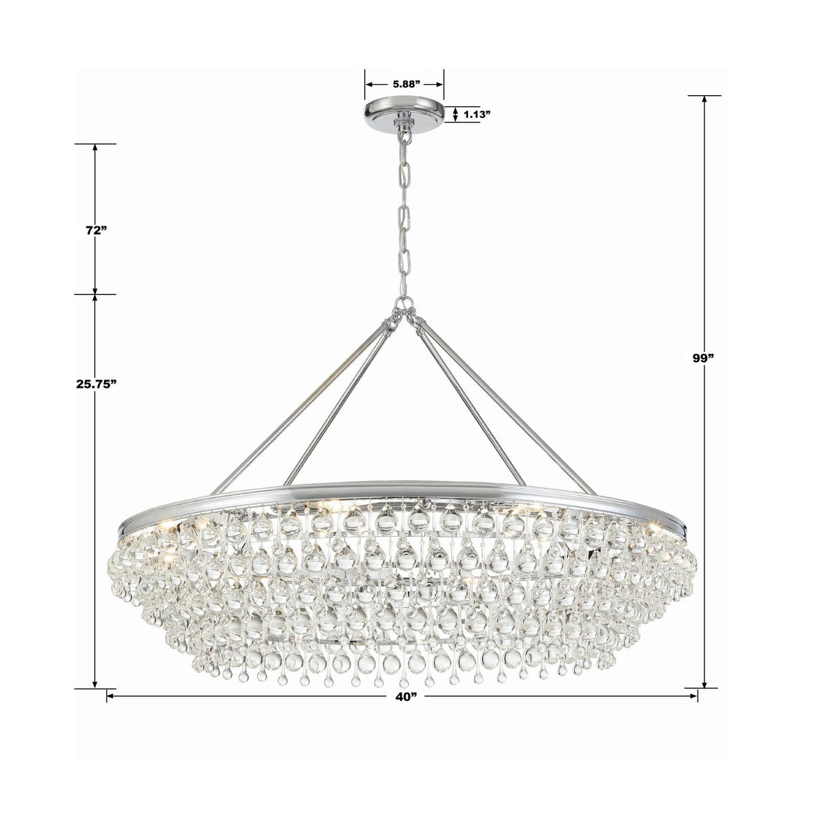 Calypso 8-Light Chandelier with Clear Crystal Drops