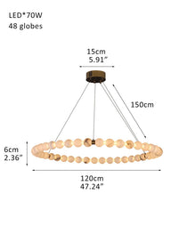 Modern Pearl Alabaster Necklace Circle Triple Chandelier with Dia 60+80+100cm