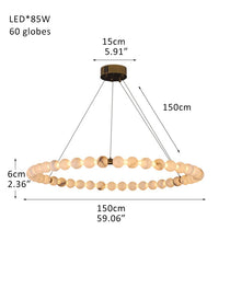 Modern Pearl Alabaster Necklace Circle Triple Chandelier with Dia 60+80+100cm