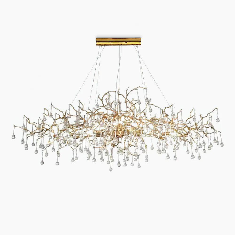 Tina Raindrop Branch Crystal Brass Chandelier