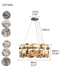 Modern LED Marble Round Chandelier 24" 32"