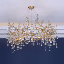 Tina Raindrop Branch Crystal Brass Chandelier