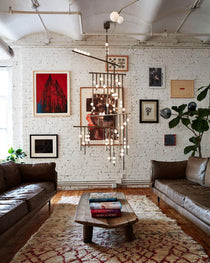 Brass Glass Drop Chandelier