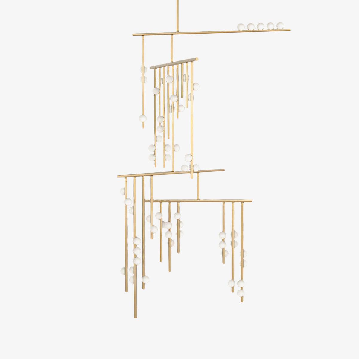 Brass Glass Drop Chandelier Main image