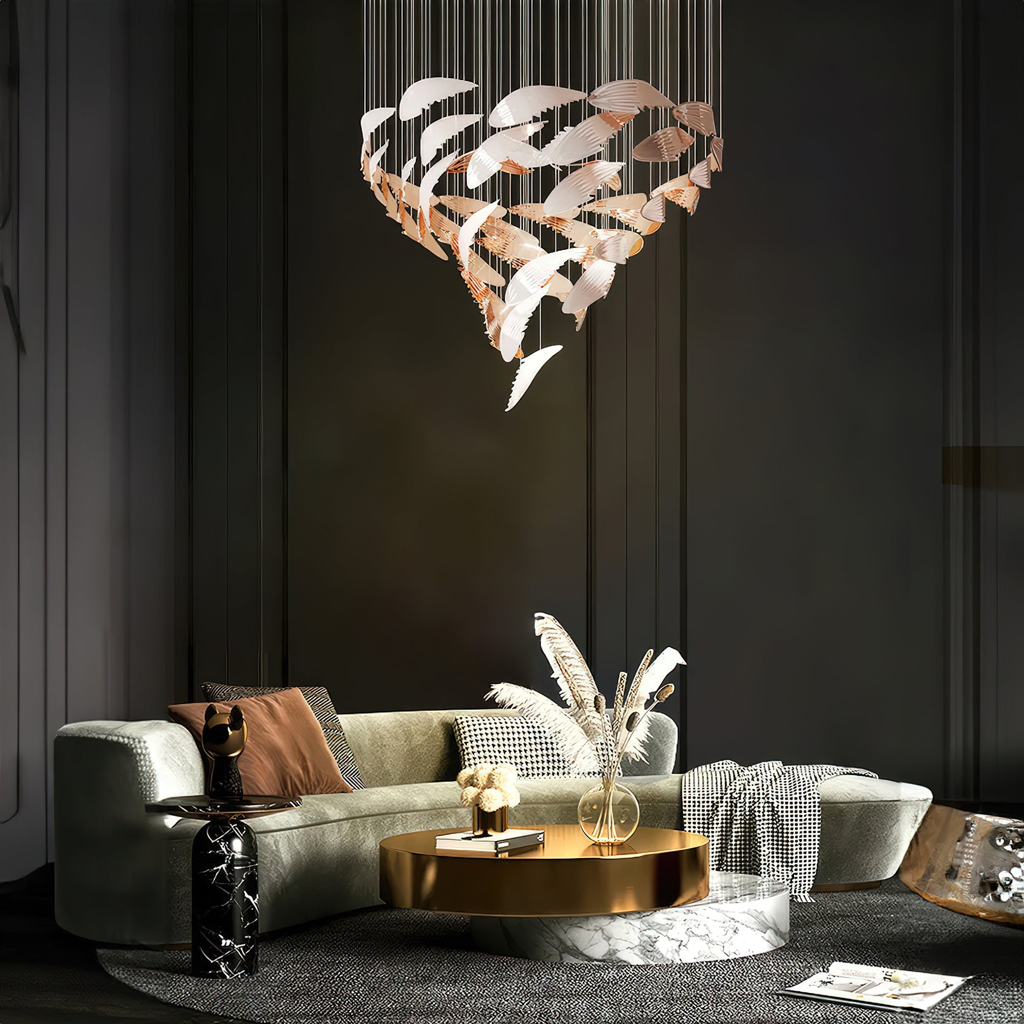 Fluid Layered Glass Ceiling Chandelier - CasaraHouse