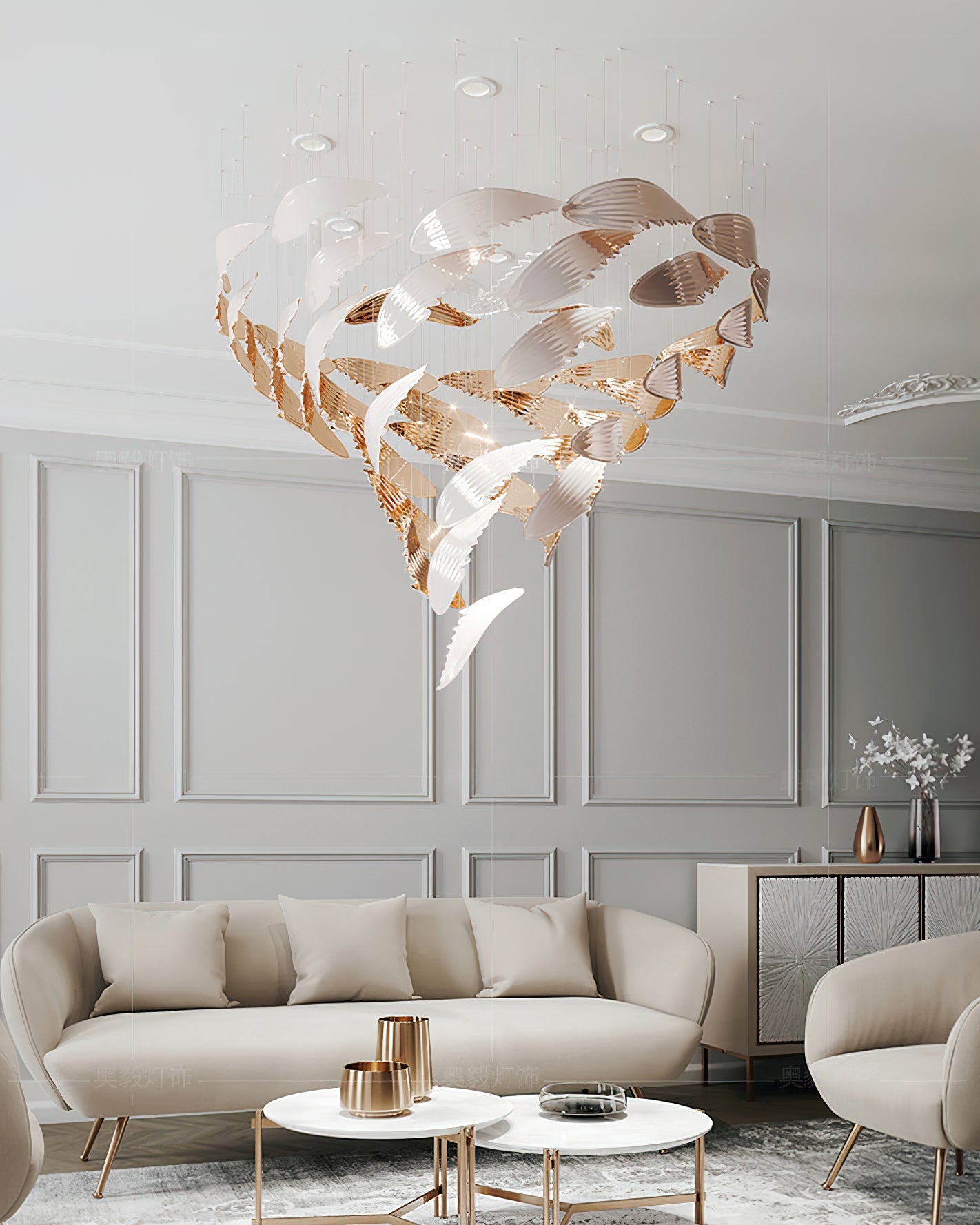 Fluid Layered Glass Ceiling Chandelier - CasaraHouse