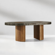 Calacius Dining Table Oxidized Steel Wood Industrial Artisanal Dining