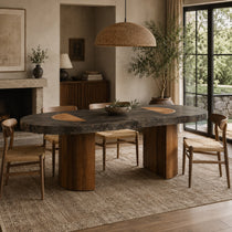 Calacius Dining Table Oxidized Steel Wood Industrial Artisanal Dining