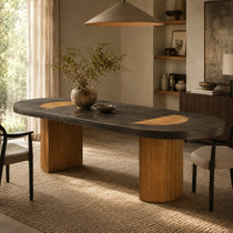 Calacius Dining Table Oxidized Steel Wood Industrial Artisanal Dining