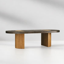 Calacius Dining Table Oxidized Steel Wood Industrial Artisanal Dining