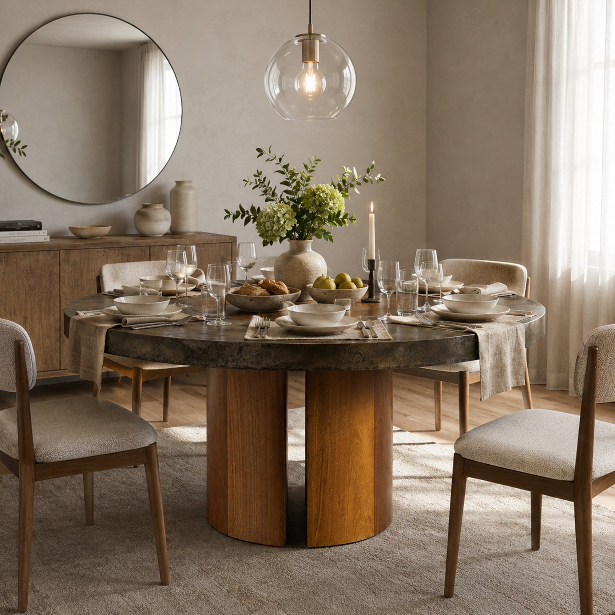 Calacius Artisan Round Dining Table in Reclaimed Reclaimed Wood Secondary image