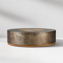 Calacius Round Coffee Table Yukas Wood Cocktail Table Sofa Industrial Center Tea Table