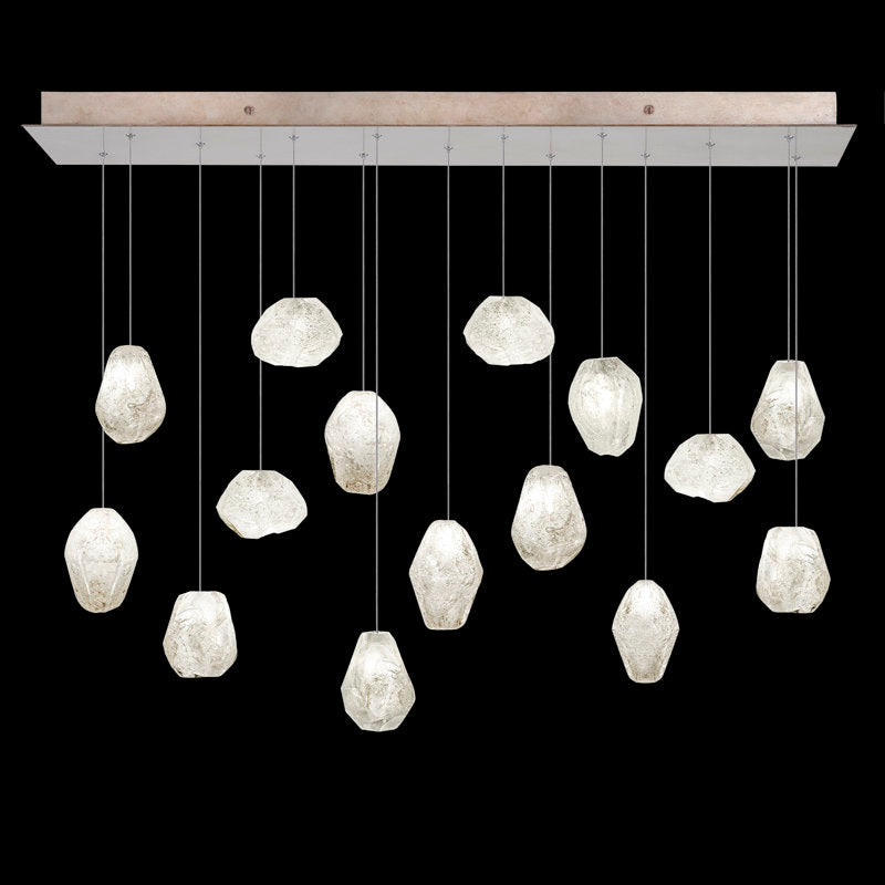 Vitrina Natural Quartz Stone Drop Linear Chandelier