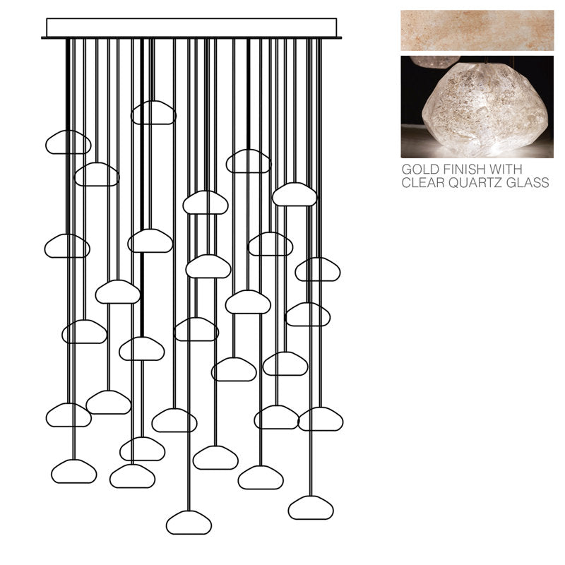 Vitrina Natural Quartz Stone Drop 30-Light Chandelier