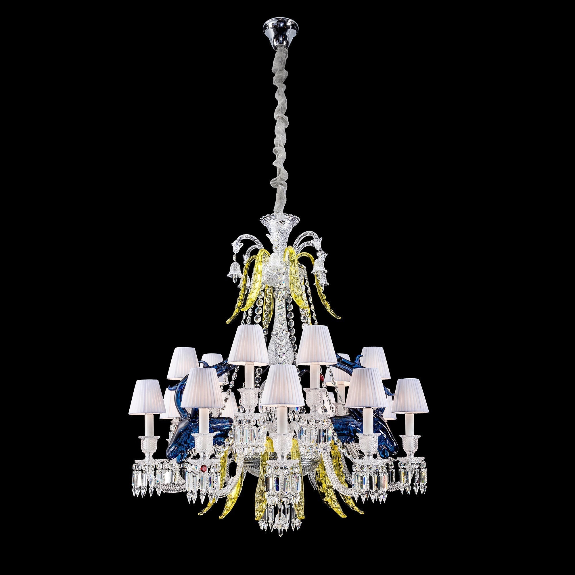 Maria Classic Colorful Candle Branch Blue Deer Crystal Chandelier for Living Room/Dining Room
