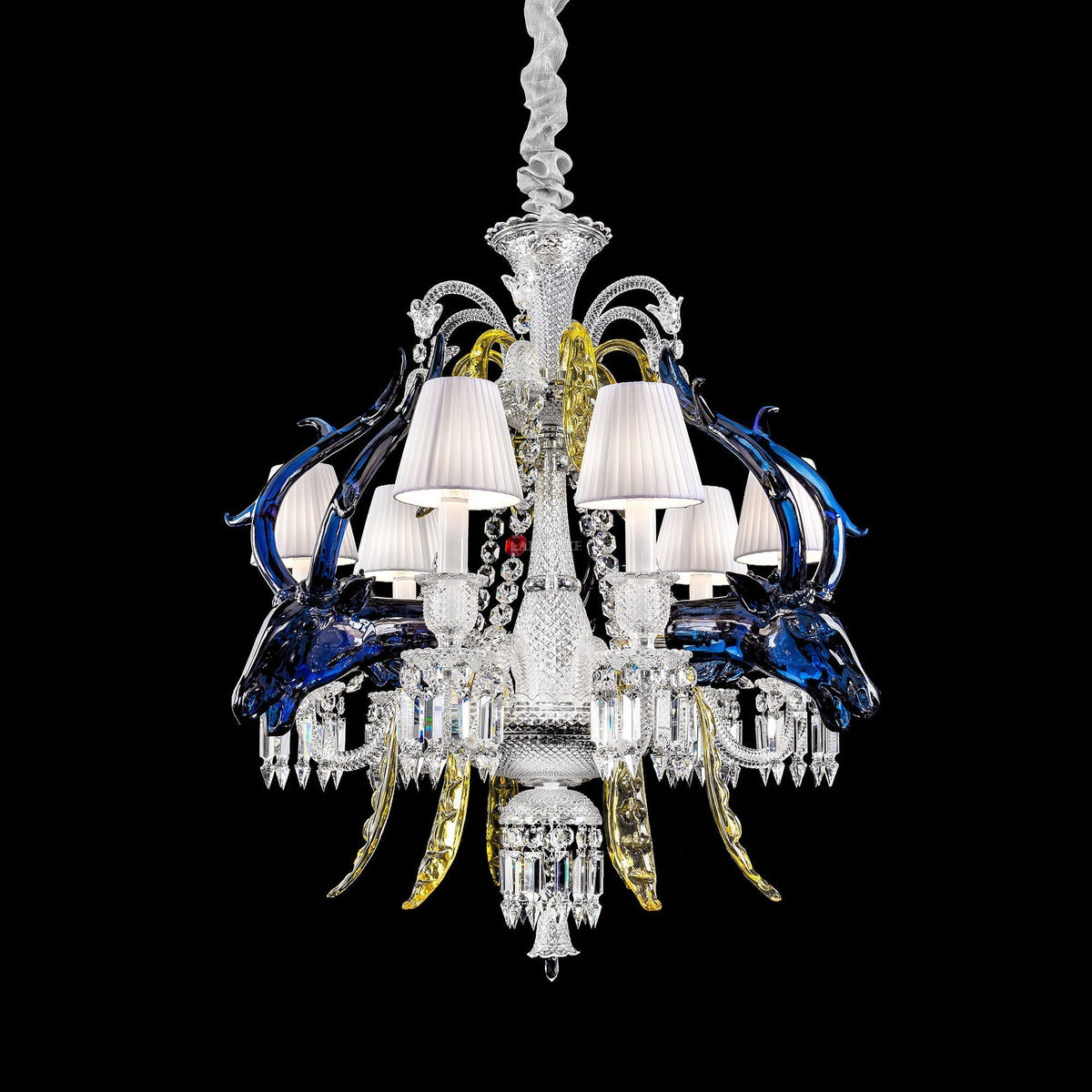 Maria Classic Colorful Candle Branch Blue Deer Crystal Chandelier for Living Room/Dining Room Main image