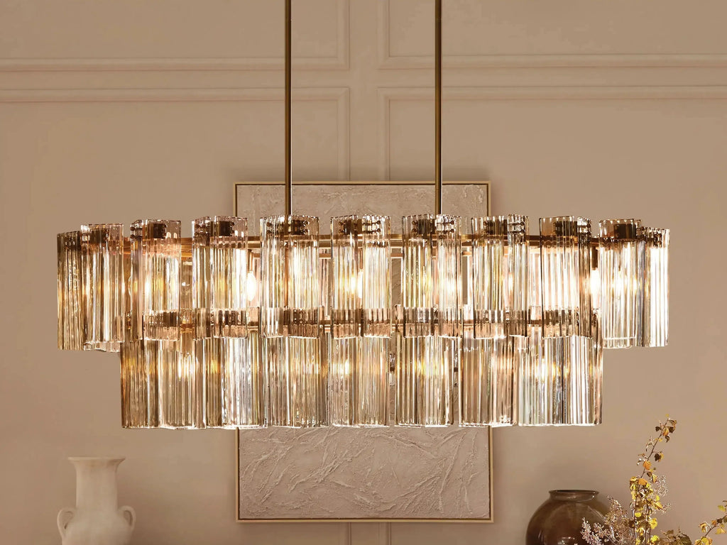 Delsie Oval Art Glass Chandelier 51" 63" 72"