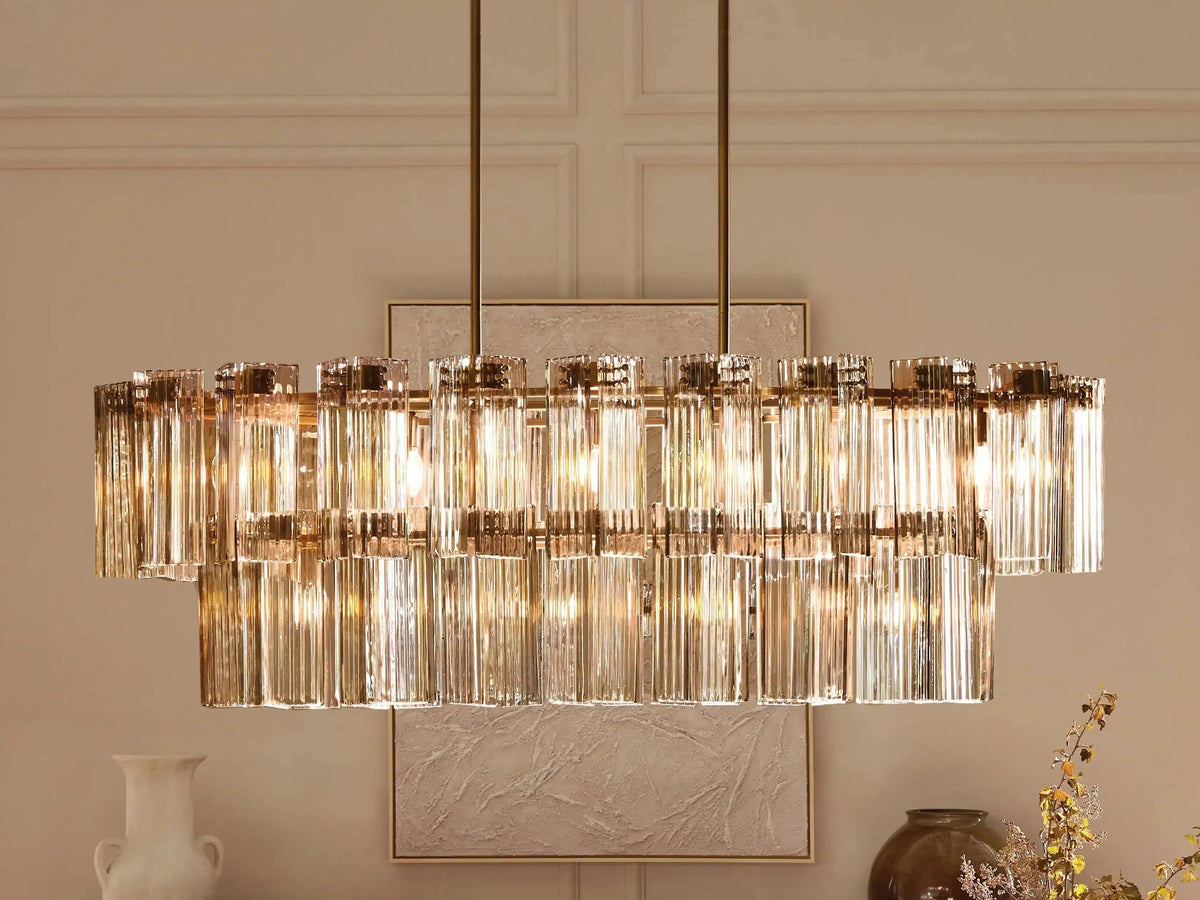 Delsie Oval Art Glass Chandelier 51" 63" 72"