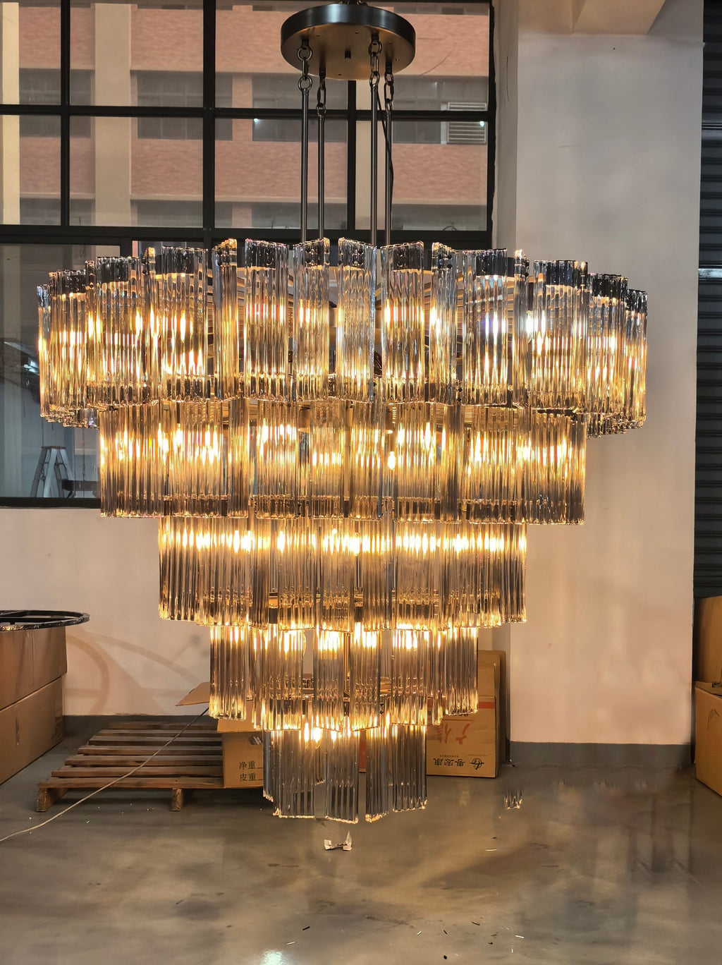 Delsie Round Glass Chandelier 38" 48" 60"