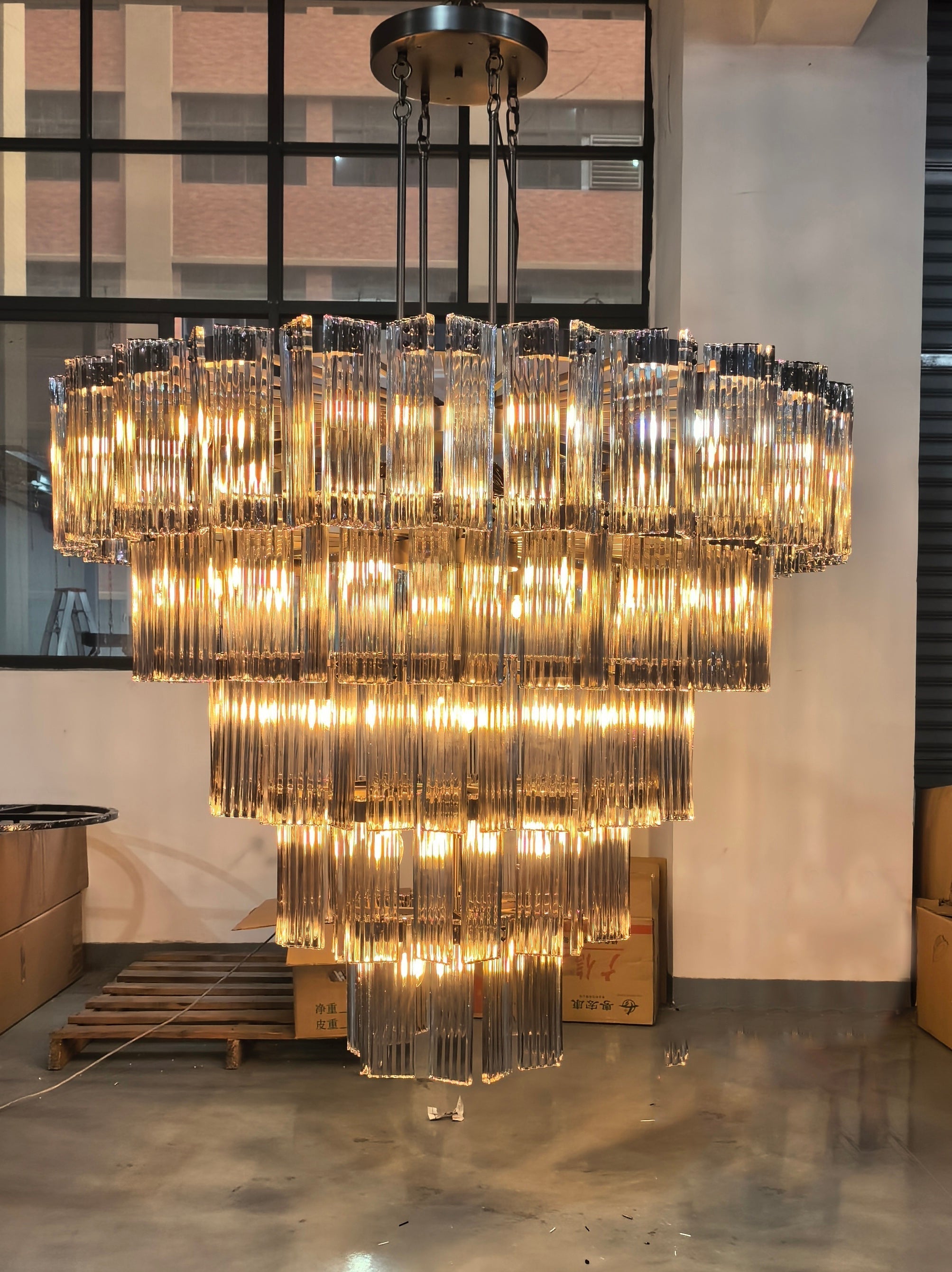 Delsie Round Glass Chandelier 38" 48" 60"