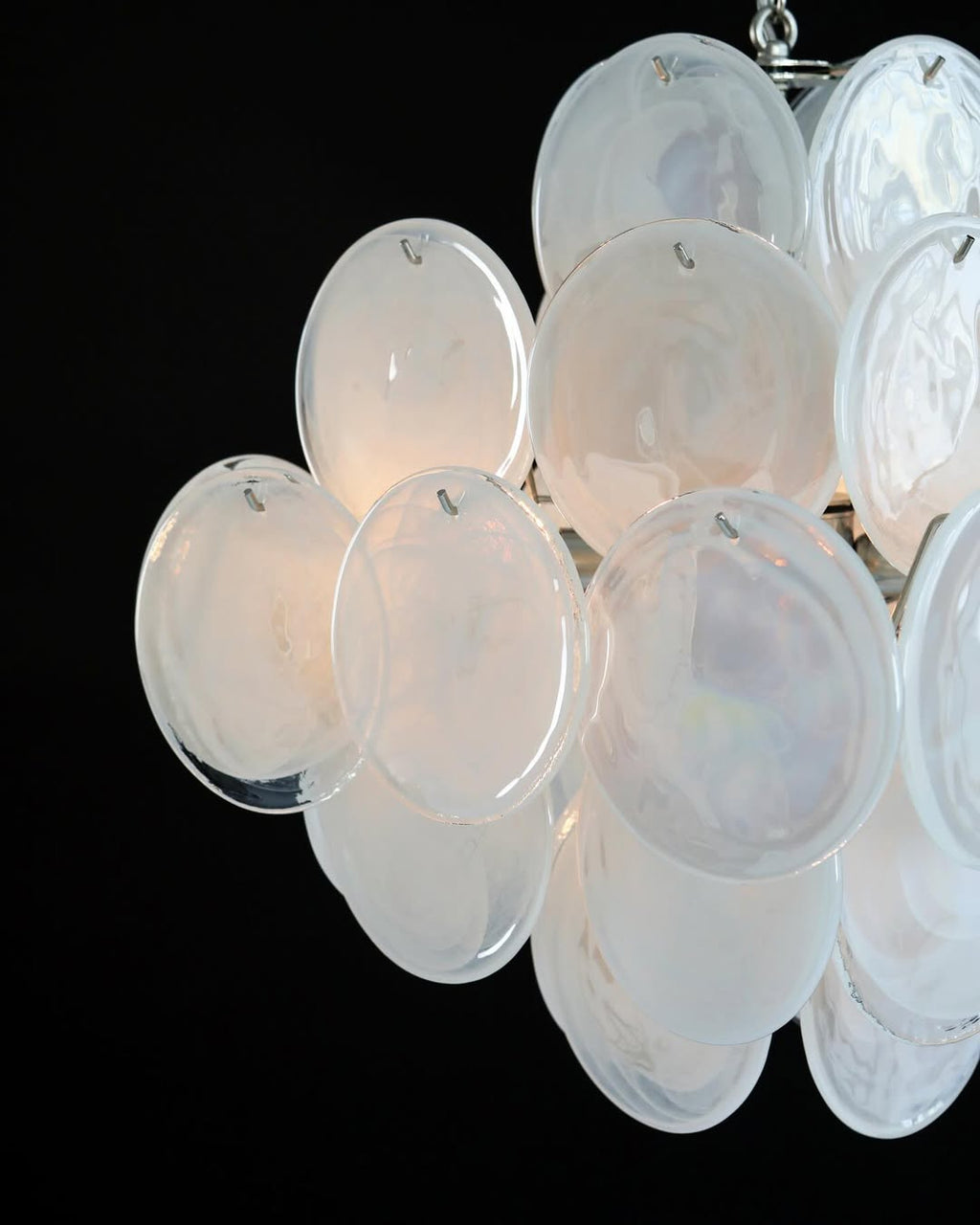 Murano Glass White Disks Chandelier 36