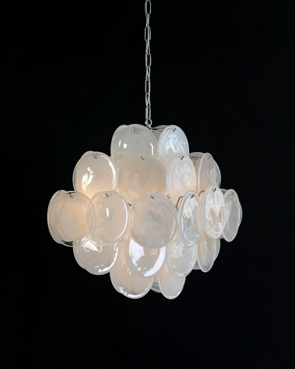 Murano Glass White Disks Chandelier 36