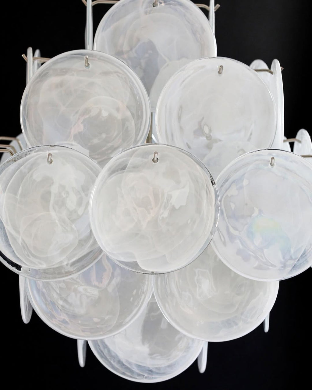 Murano Glass White Disks Chandelier 36