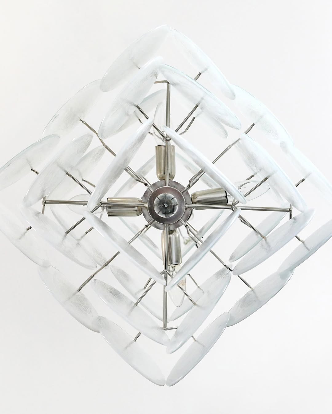 Murano Glass White Disks Chandelier 36
