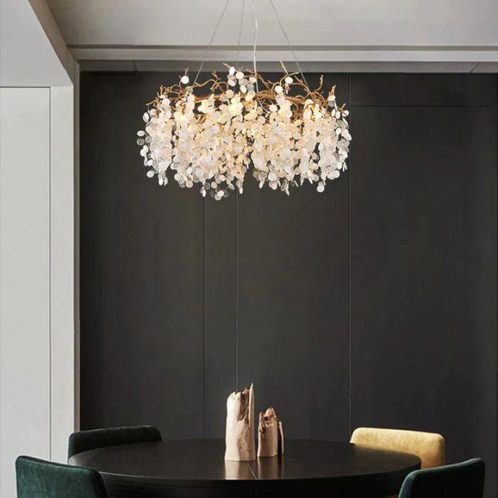 Ardent Branch Crystal Round Circle Chandelier
