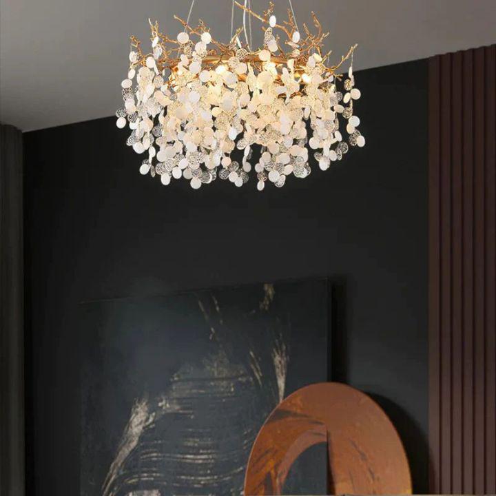 Ardent Branch Crystal Round Circle Chandelier