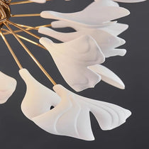 Drooping Ceramic Ginkgo Leaf Chandelier 78'' 98''H