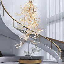 Drooping Ceramic Ginkgo Leaf Chandelier 78'' 98''H