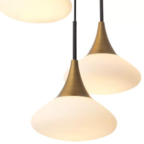 Duco S Modern Brass Chandelier - Antique Brass Finish | White Glass | Black Finish | Alabaster
