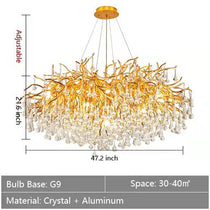 Raindrop Crystal Stunning Tree Branch Crystal Chandelier For Living Dining Room