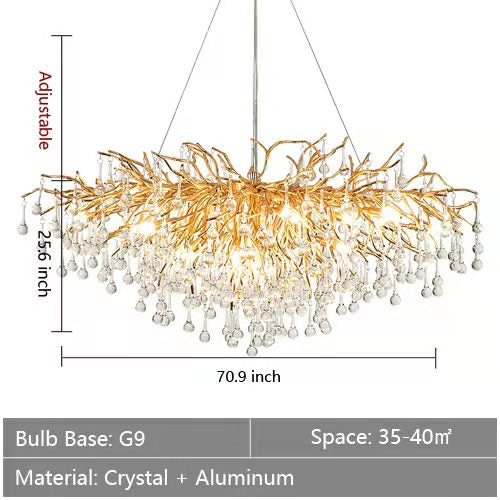 Raindrop Crystal Stunning Tree Branch Crystal Chandelier For Living Dining Room
