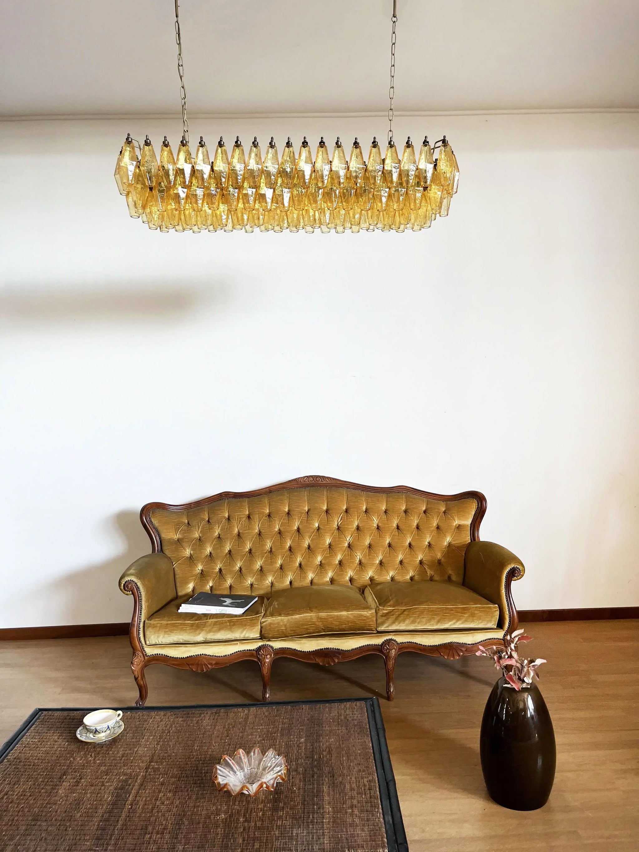 Elegant Amber Murano Poliedri Chandelier