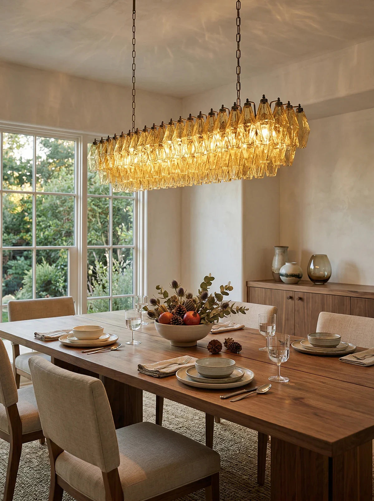 Elegant Amber Murano Poliedri Chandelier
