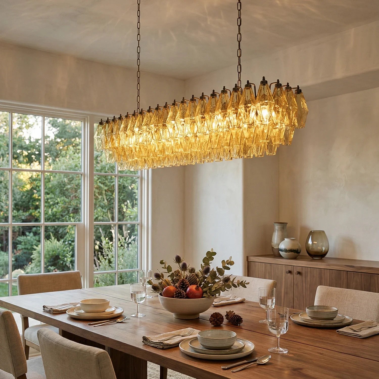 Elegant Amber Murano Poliedri Chandelier Secondary image