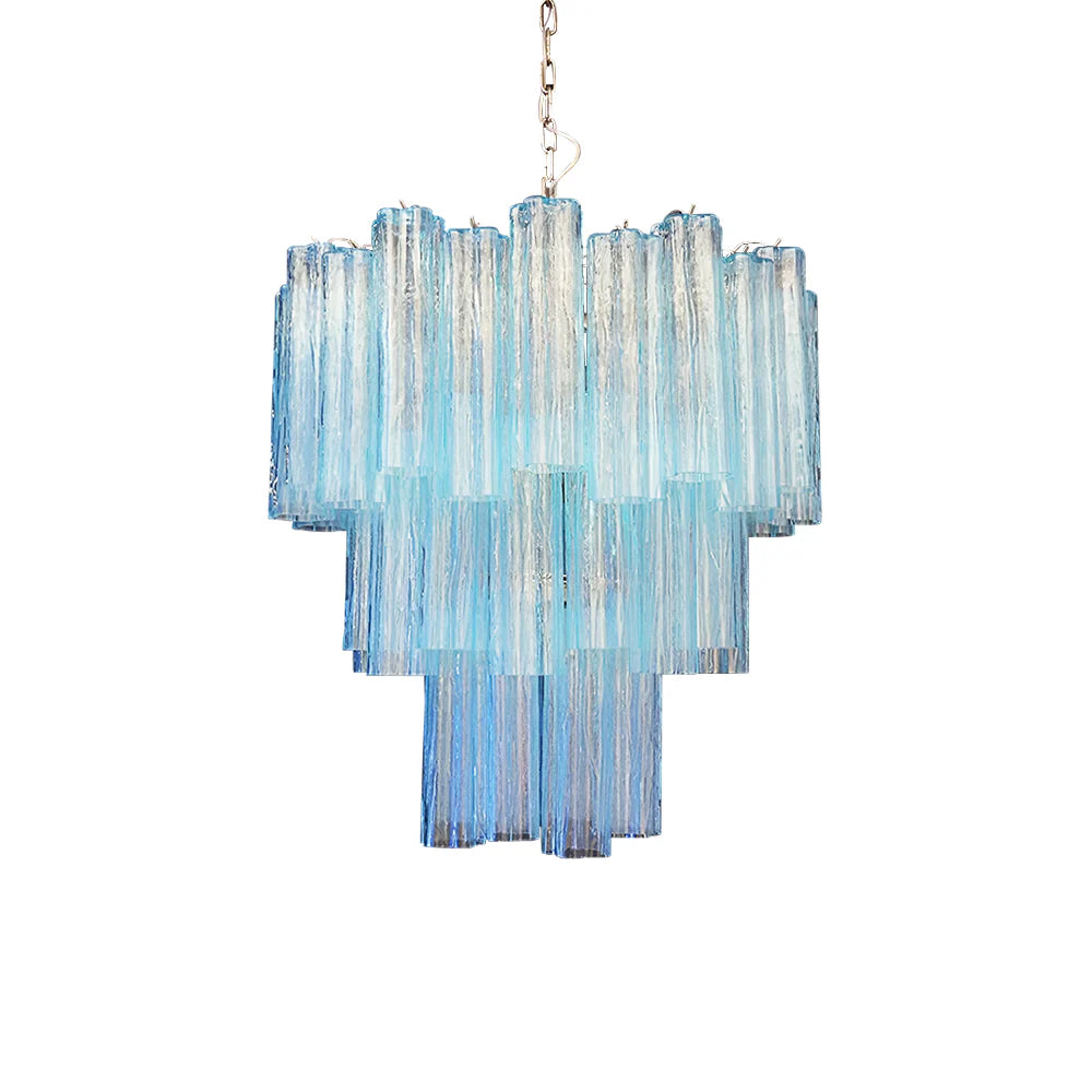Elegant Blue Murano Glass Tube Chandelier Main image