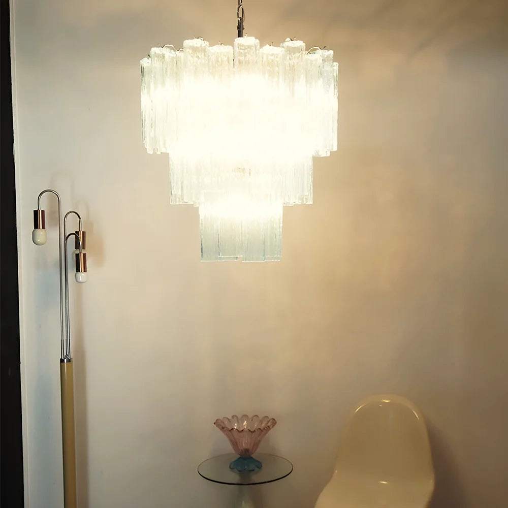 Elegant Blue Murano Glass Tube Chandelier Secondary image