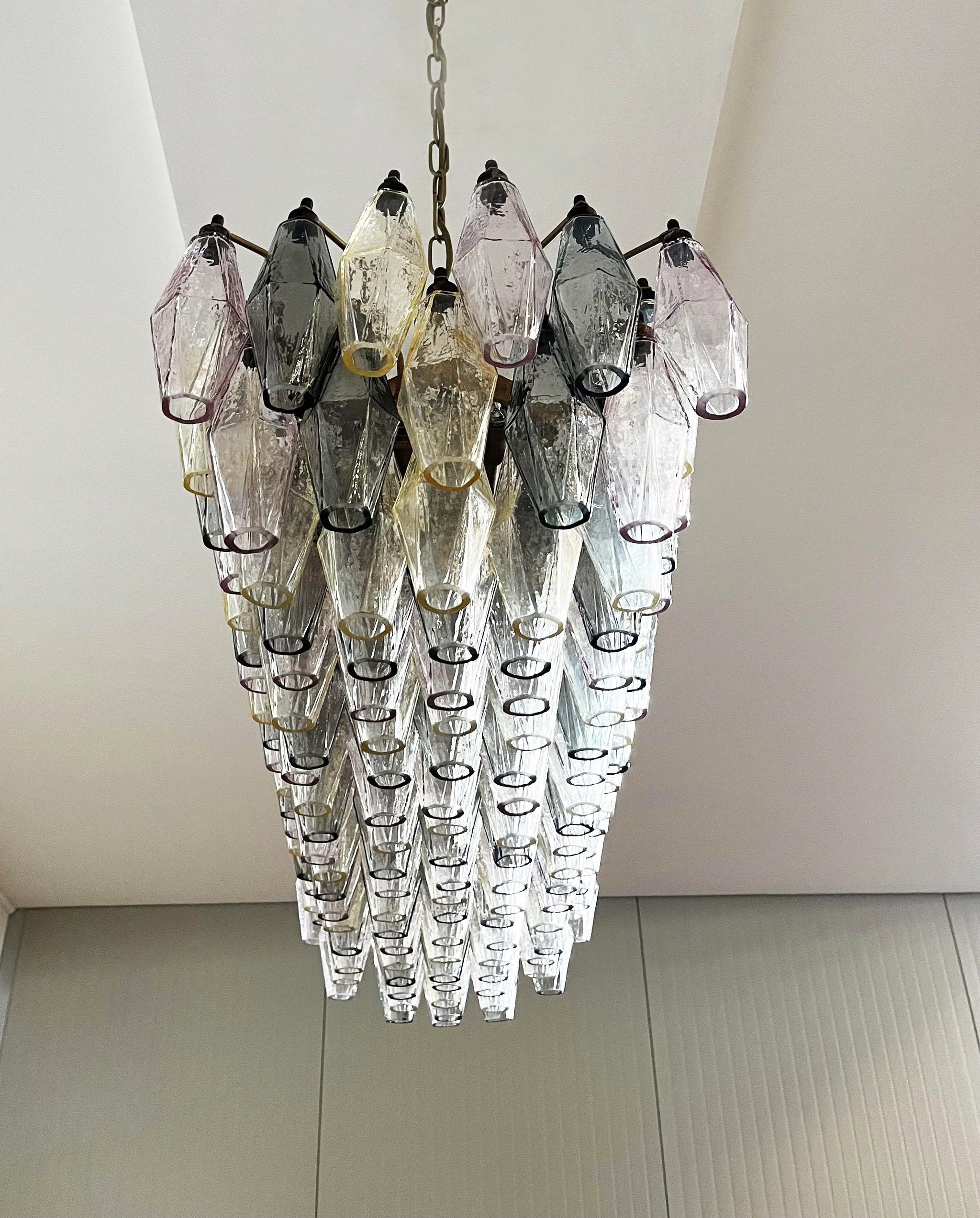 Elegant Multicolored Murano Poliedri Chandelier