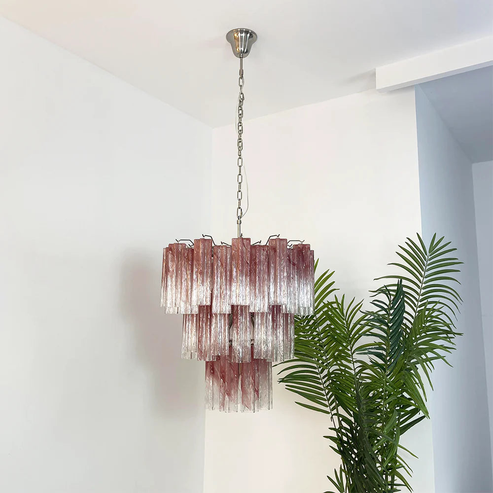 Elegant Murano Pink Rose Chandelier Secondary image