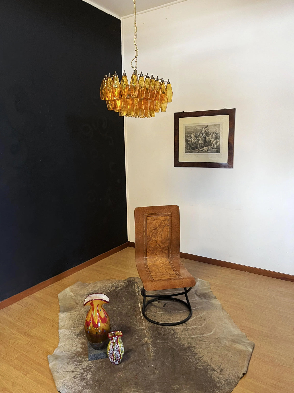 Poliedri Murano Amber Chandelier