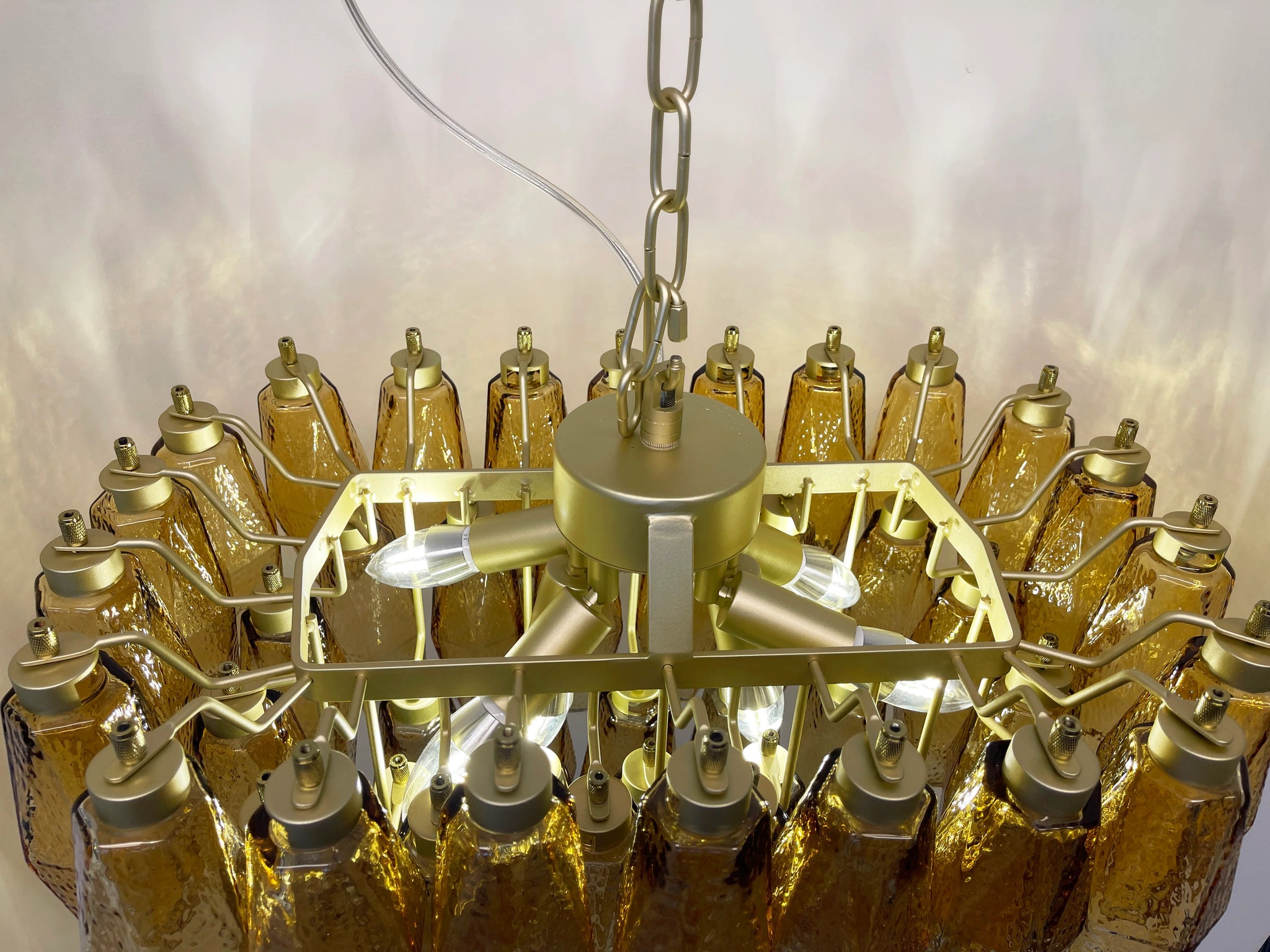 Poliedri Murano Amber Chandelier