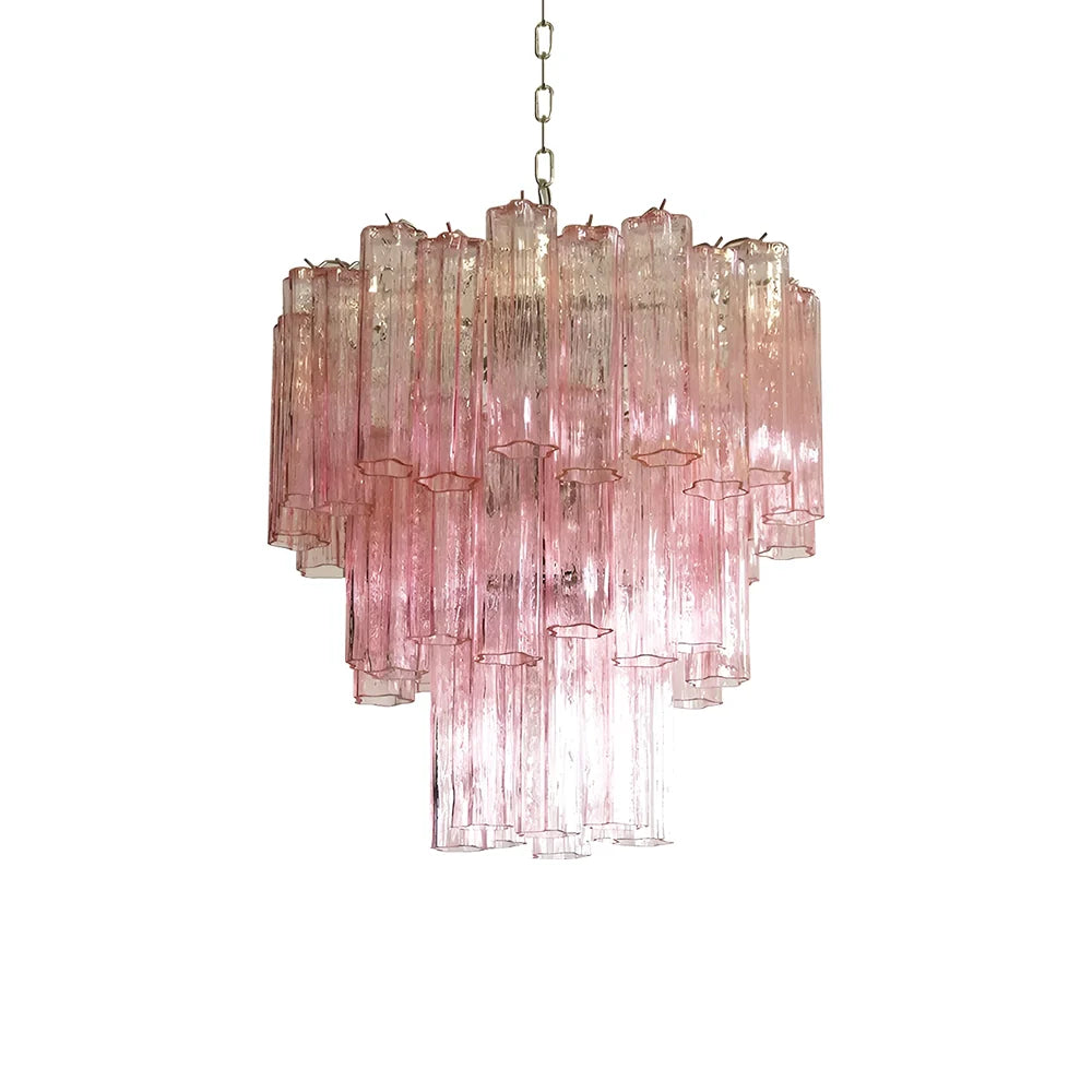 Elegant Pink Murano Glass Tube Chandelier Main image