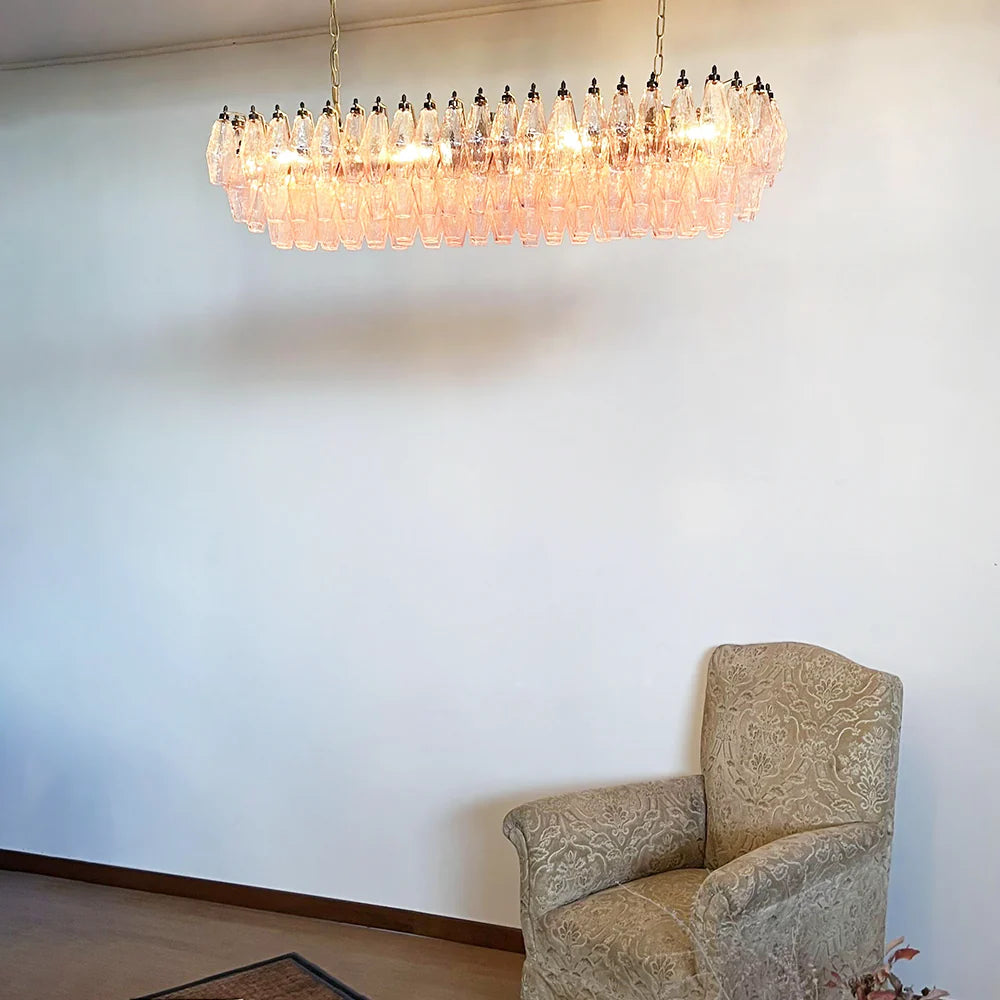 Elegant Pink Murano Poliedri Chandelier Secondary image
