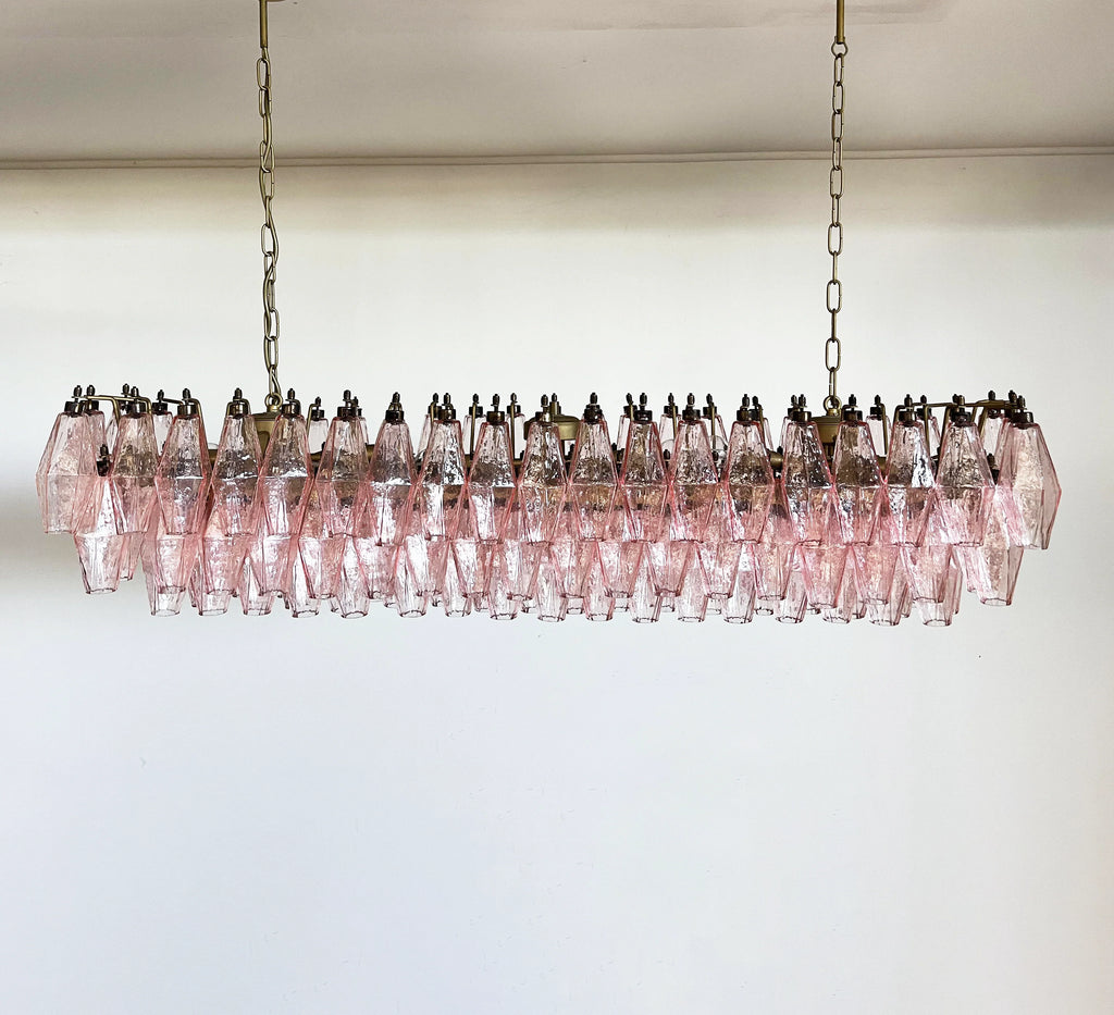 Elegant Pink Murano Poliedri Chandelier